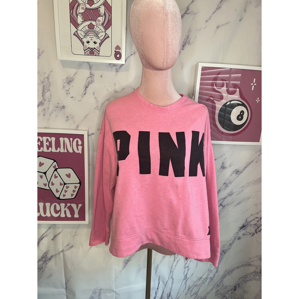 Victoria Secret PINK light pink pullover logo sweater sz S